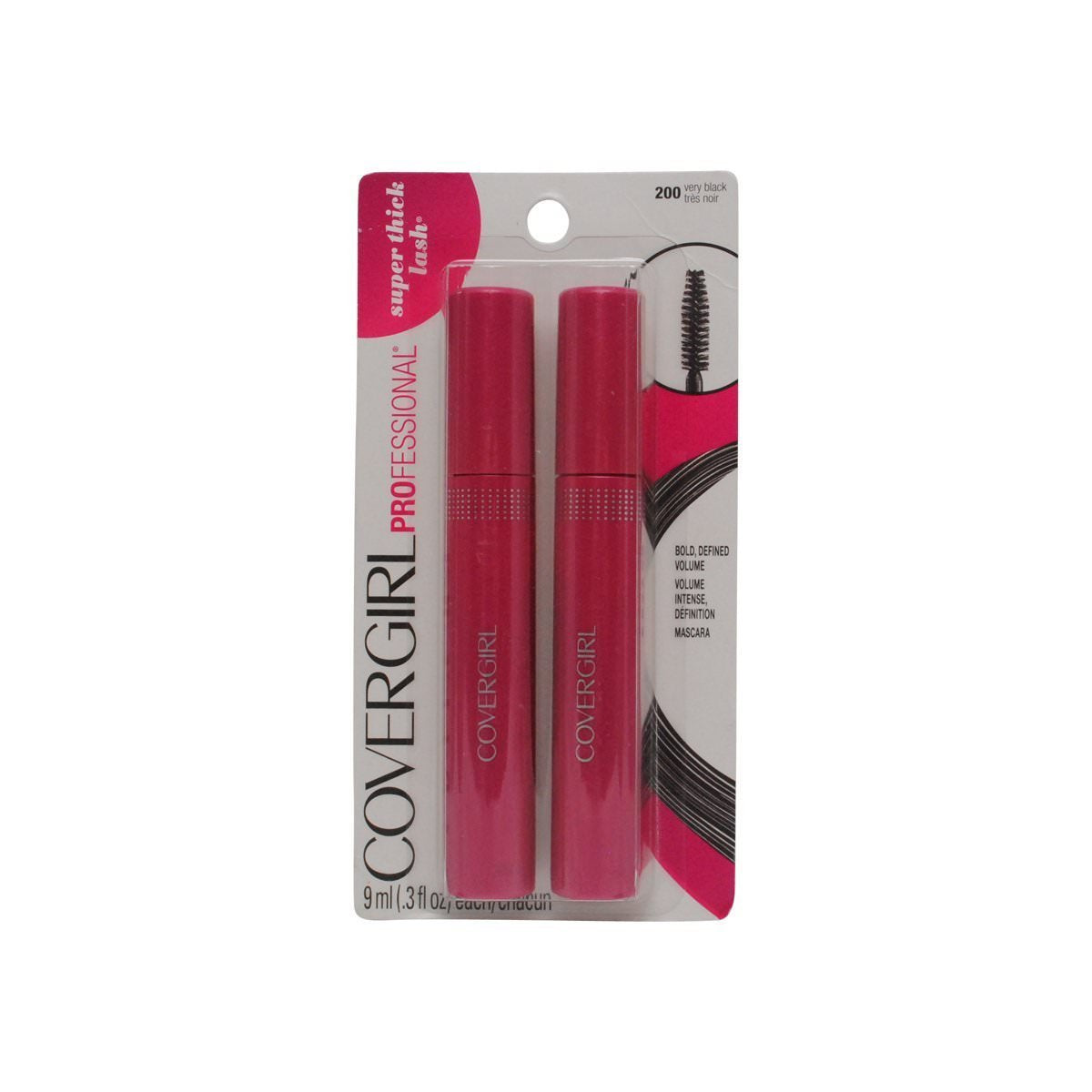 Covergirl Professional Mascara, Super Thick Lash, Very Black 200, Pack of 2